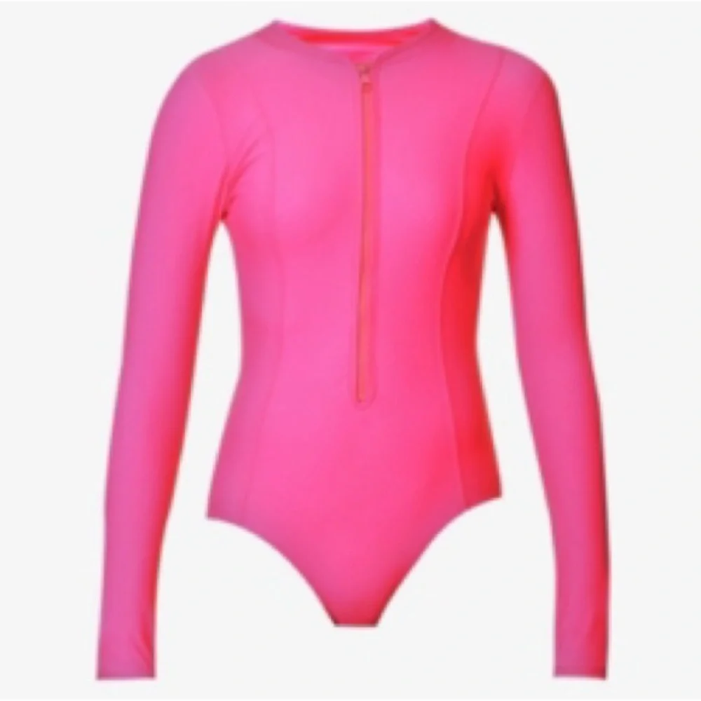 NWT Good American Compression Long Sleeve Surf Suit Swimsuit in Pink Glow 2X